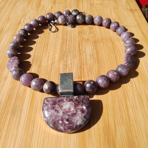 Jay King Mine Finds Purple Lepidolite Pendant Necklace 925 Sterling Silver - Picture 7 of 8